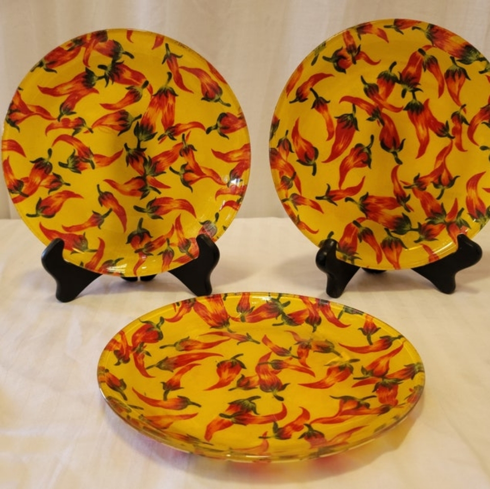 1950's Fiberglass Red Hot Chile Plates